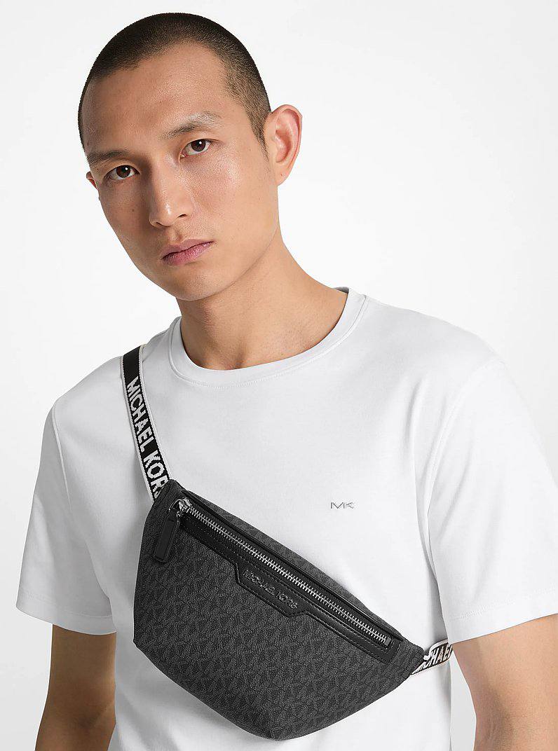 Сумка поясная MICHAEL KORS Cooper Mini Logo Belt Bag, фактура зернистая, черный